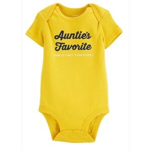 NWT Carter's Short Sleeve "Auntie's Favorite" Bodysuit Yellow Size 3M
